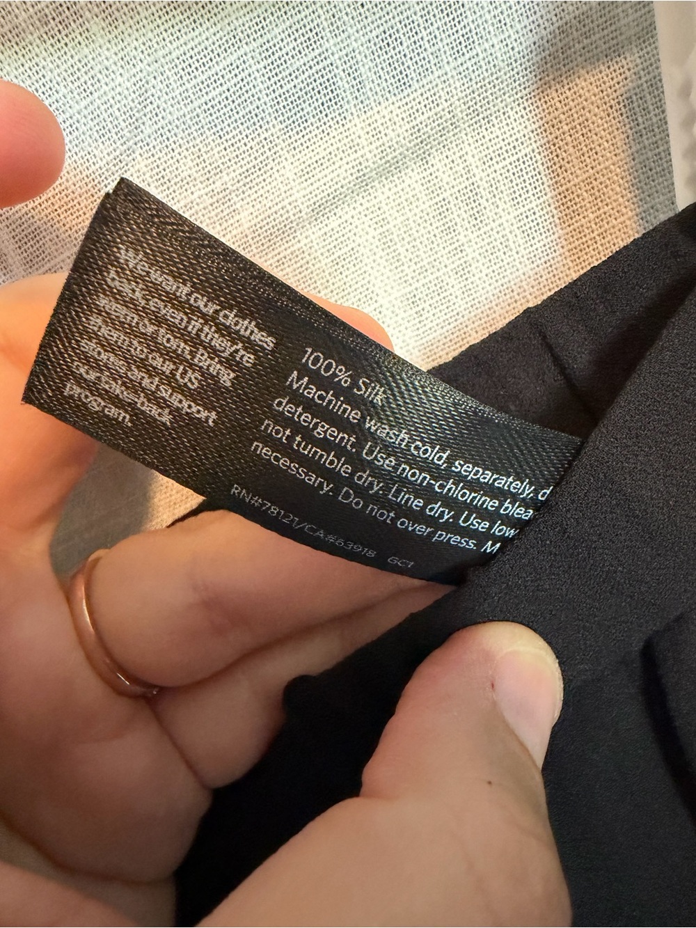 Eileen Fisher 100% silk Georgette Crepe Black Pants - Picture 5 of 6